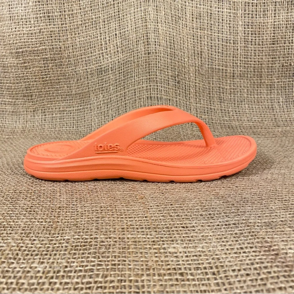 Totes Sandals Flip Flops Sol bounce Peach Thongs Size 8 - Picture 6 of 11